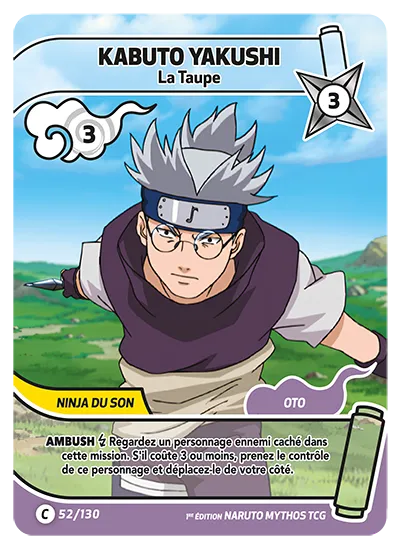 Carte Naruto Mythos KABUTO YAKUSHI – La Taupe 052/130 C 1er Chapitre Neuf FR LorenZone