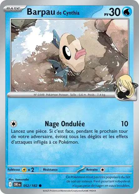 Carte Pokémon Barpau de Cynthia 052/182 DRI Rivalités Destinées EV10 Neuf FR LorenZone