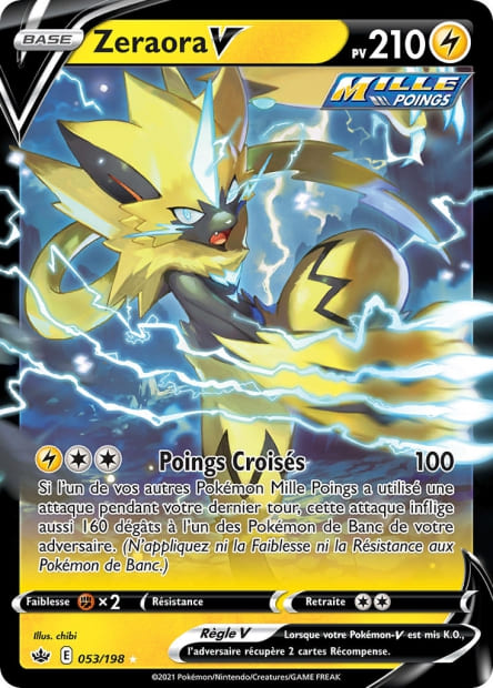Carte Pokémon Zeraora V 053/198 CRE Règne de Glace EB06 Neuf FR LorenZone
