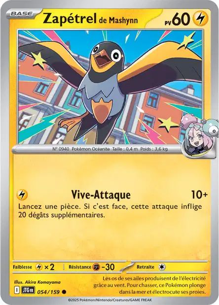 Carte Pokémon Zapétrel de Mshynn 054/159 JTG Aventures Ensemble EV09 Neuf FR LorenZone