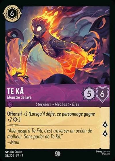 Carte Lorcana - Disney Te Kâ, Monstre de lave 058/204 Commune Max Grecke Chapitre 07 L'Île d'Archazia ARI Neuf FR LorenZone