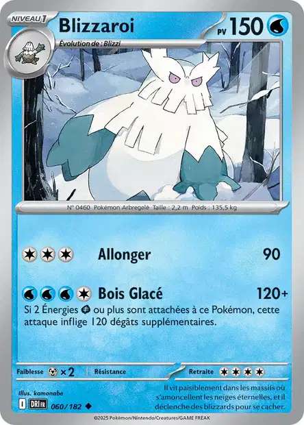 Carte Pokémon Blizzaroi 060/182 DRI Rivalités Destinées EV10 Neuf FR LorenZone
