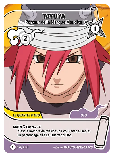 Carte Naruto Mythos TAYUYA – Porteur de la Marque Maudite 064/130 C 1er Chapitre Neuf FR LorenZone