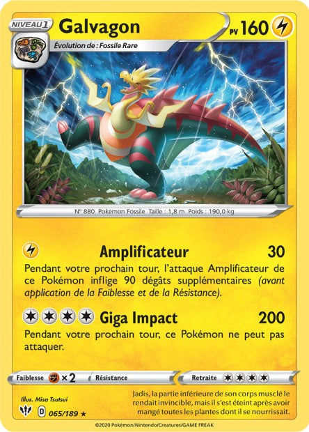 Carte Pokémon Galvagon 065/189 SWSH3 Ténèbres Embrasées EB03 Neuf FR LorenZone