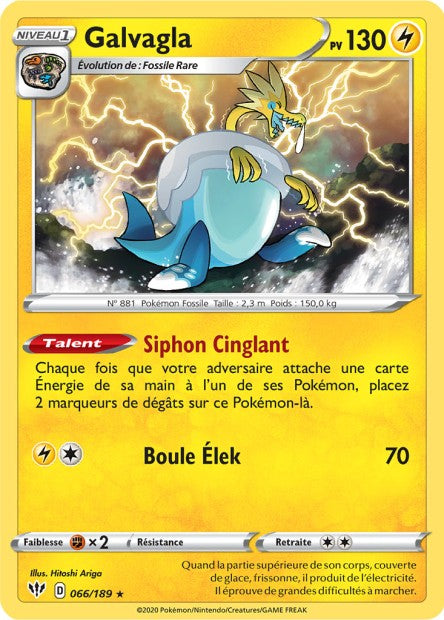 Carte Pokémon Galvagla 066/189 SWSH3 Ténèbres Embrasées EB03 Neuf FR LorenZone