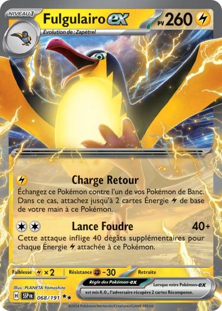 Carte Pokémon Fulgulairo EX 068/191 SSP Étincelles Déferlantes EV08 Neuf FR LorenZone