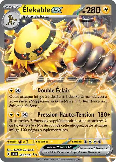 Carte Pokémon Élekable EX 069/182 DRI Rivalités Destinées EV10 Neuf FR LorenZone