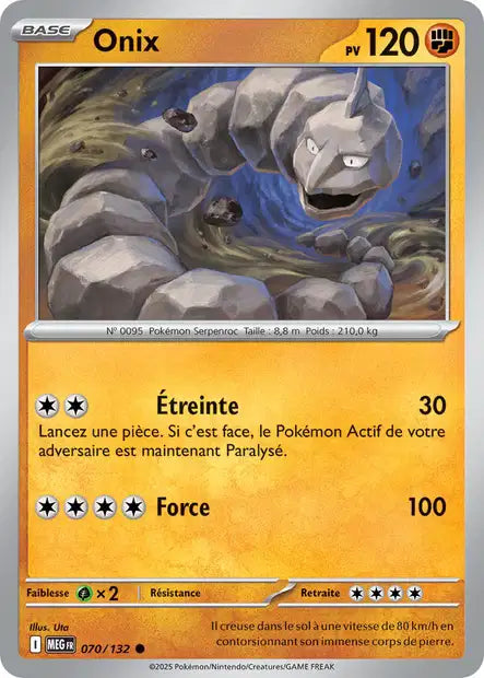 Carte Pokémon Onix 070/132 MEG Méga-Évolution ME01 Neuf FR LorenZone