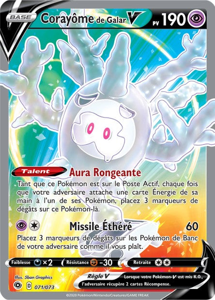 Carte Pokémon Corayôme de Galar V 071/073 SWSH35 Voltage Eclatant EB3_5 Neuf FR LorenZone