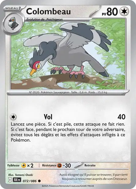 Carte Pokémon Colombeau 072/086 BLK Foudre Noire EV10_5 Neuf FR LorenZone