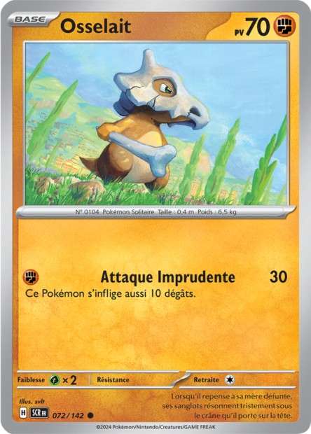 Carte Pokémon Osselait 072/142 SCR Couronne Stellaire EV07 Neuf FR LorenZone
