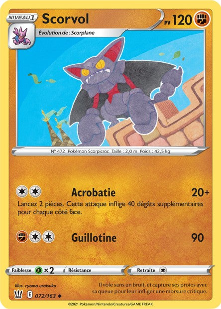 Carte Pokémon Scorvol 072/163 SWSH5 Styles de Combat EB05 Neuf FR LorenZone
