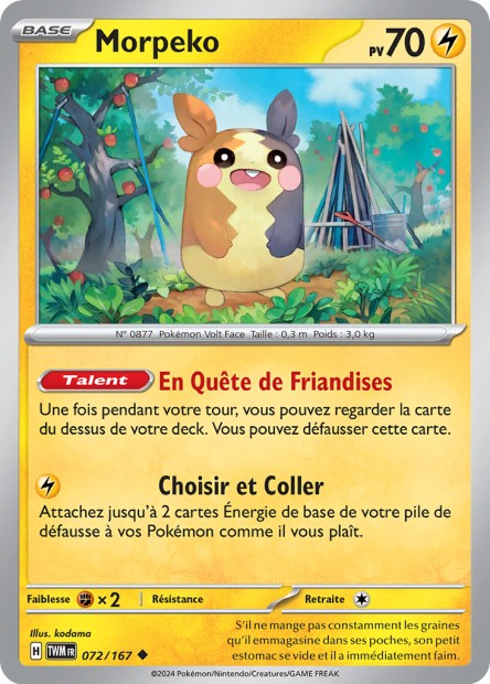 Carte Pokémon Morpeko 072/167 TWM Mascarade Crépusculaire EV06 Neuf FR LorenZone