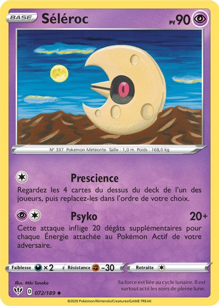 Carte Pokémon Séléroc 072/189 SWSH3 Ténèbres Embrasées EB03 Neuf FR LorenZone