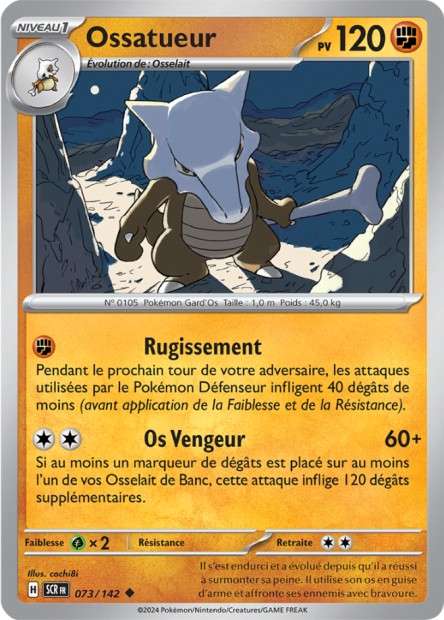 Carte Pokémon Ossatueur 073/142 SCR Couronne Stellaire EV07 Neuf FR LorenZone