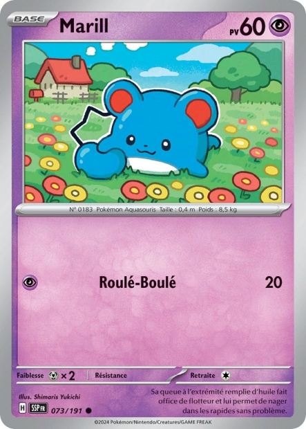 Carte Pokémon Marill 073/191 SSP Étincelles Déferlantes EV08 Neuf FR LorenZone