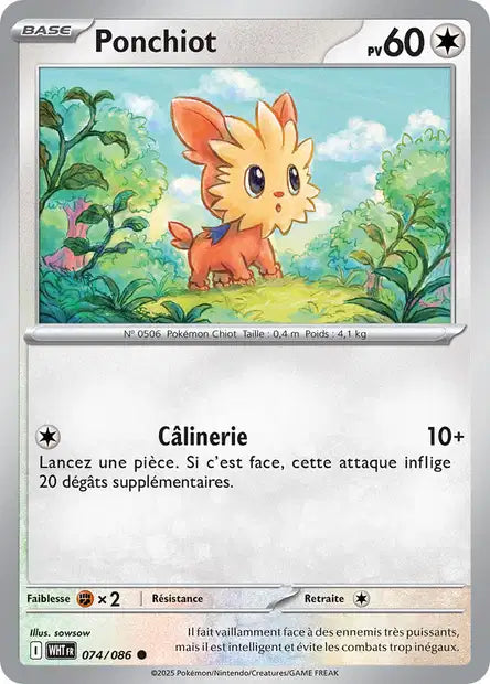 Carte Pokémon Ponchiot 074/086 WHT Flamme Blanche EV10_5 Neuf FR LorenZone