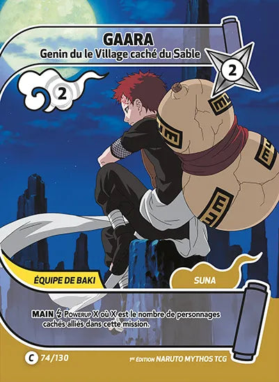 Carte Naruto Mythos GAARA – Genin du Village caché du Sable 074/130 C 1er Chapitre Neuf FR LorenZone