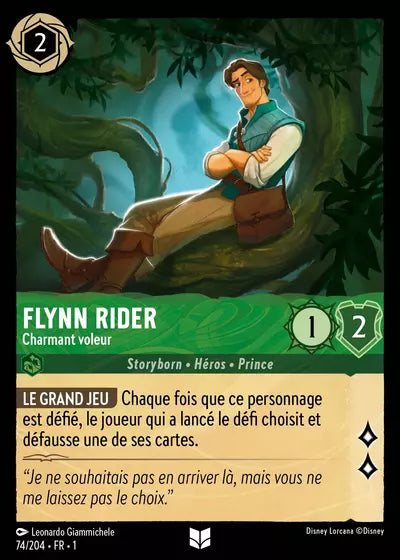 Carte Lorcana - Disney Flynn Rider, Charmant voleur 074/204 Chapitre 01 Premier Chapitre FC Neuf FR LorenZone