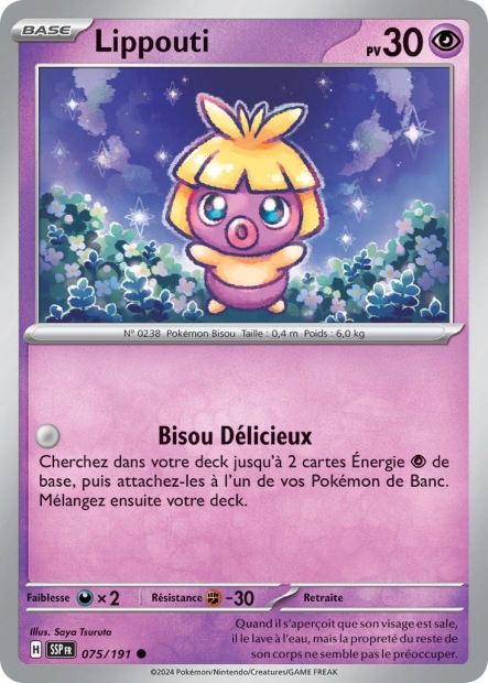 Carte Pokémon Lippouti 075/191 SSP Étincelles Déferlantes EV08 Neuf FR LorenZone