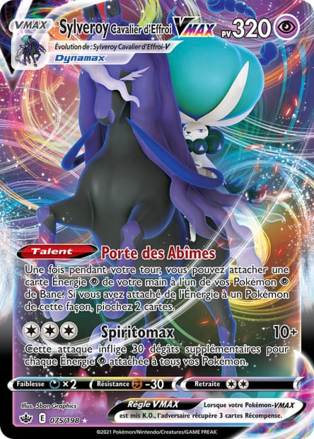 Carte Pokémon Sylveroy Cavalier d'Effroi VMAX 075/198 CRE Règne de Glace EB06 Neuf FR LorenZone