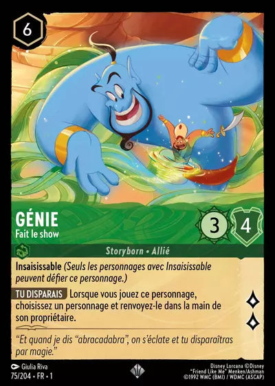Carte Lorcana - Disney Génie, Fait le show 075/204 Chapitre 01 Premier Chapitre FC Neuf FR LorenZone