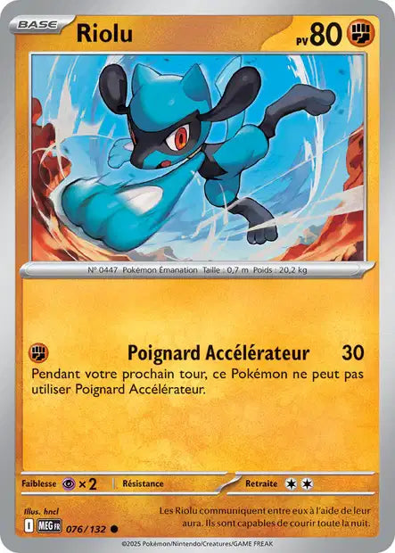 Carte Pokémon Riolu 076/132 MEG Méga-Évolution ME01 Neuf FR LorenZone