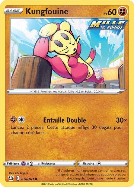 Carte Pokémon Kungfouine 076/163 SWSH5 Styles de Combat EB05 Neuf FR LorenZone
