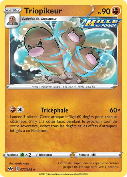 Carte Pokémon Triopikeur 077/198 CRE Règne de Glace EB06 Neuf FR LorenZone