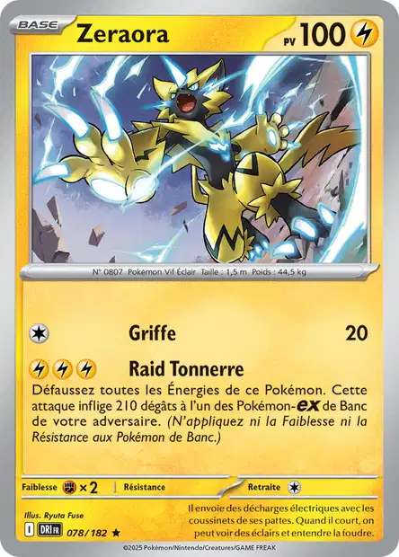 Carte Pokémon Zeraora 078/182 DRI Rivalités Destinées EV10 Neuf FR LorenZone