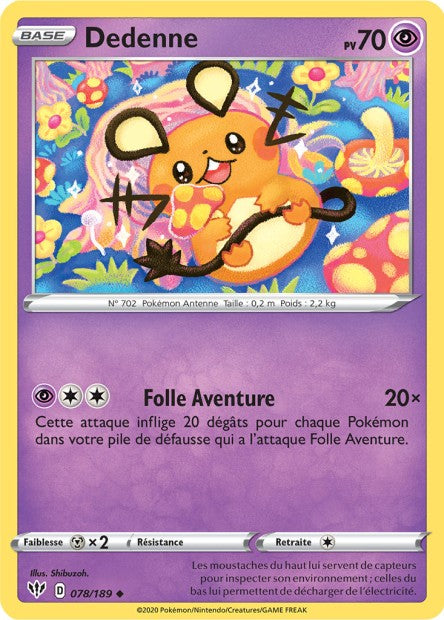 Carte Pokémon Dedenne 078/189 SWSH3 Ténèbres Embrasées EB03 Neuf FR LorenZone