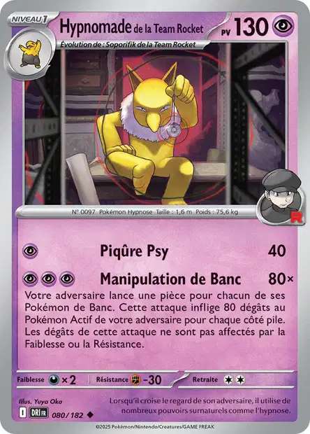 Carte Pokémon Hypnomade de la Team Rocket 080/182 DRI Rivalités Destinées EV10 Neuf FR LorenZone