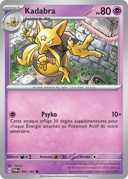 Carte Pokémon Kadabra 081/167 TWM Mascarade Crépusculaire EV06 Neuf FR LorenZone