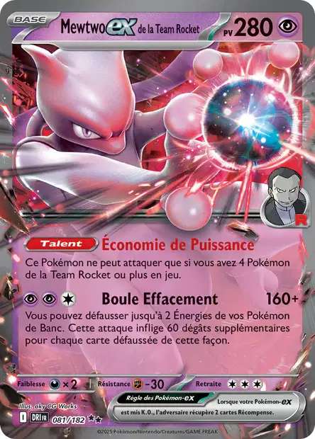 Carte Pokémon Mewtwo EX de la Team Rocket 081/182 DRI Rivalités Destinées EV10 Neuf FR LorenZone