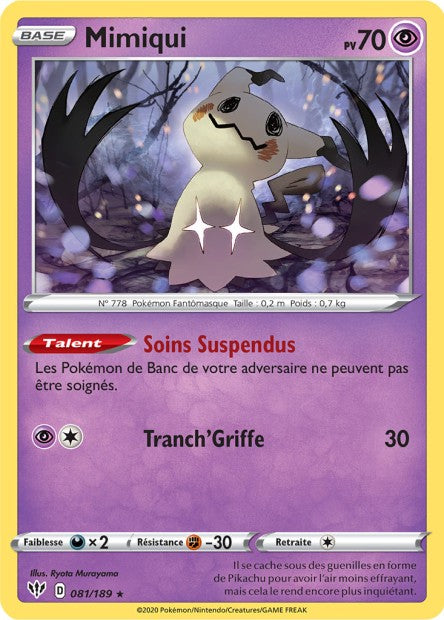 Carte Pokémon Mimiqui 081/189 SWSH3 Ténèbres Embrasées EB03 Neuf FR LorenZone
