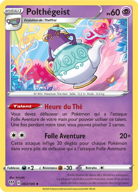 Carte Pokémon Polthégeist 083/189 SWSH3 Ténèbres Embrasées EB03 Neuf FR LorenZone