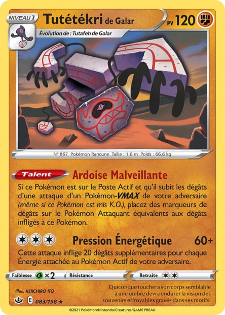 Carte Pokémon Tutétékri de Galar 083/198 CRE Règne de Glace EB06 Neuf FR LorenZone