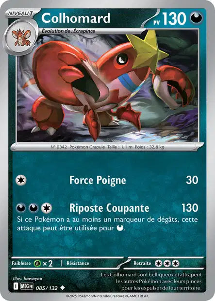 Carte Pokémon Colhomard 085/132 MEG Méga-Évolution ME01 Neuf FR LorenZone