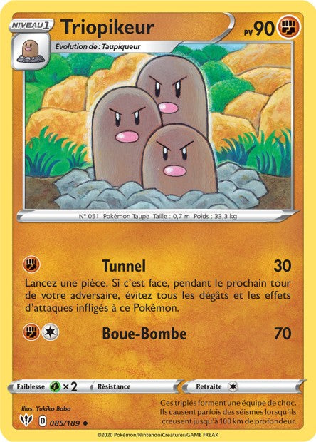 Carte Pokémon Triopikeur 085/189 SWSH3 Ténèbres Embrasées EB03 Neuf FR LorenZone