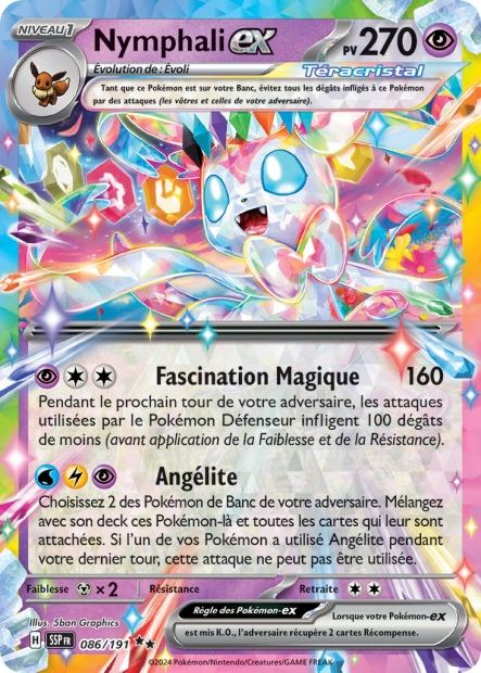 Carte Pokémon Nymphali EX 086/191 SSP Étincelles Déferlantes EV08 Neuf FR LorenZone