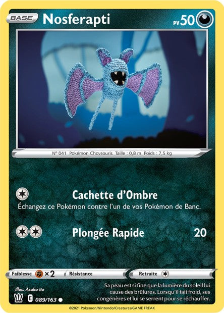Carte Pokémon Nosferapti 089/163 SWSH5 Styles de Combat EB05 Neuf FR LorenZone