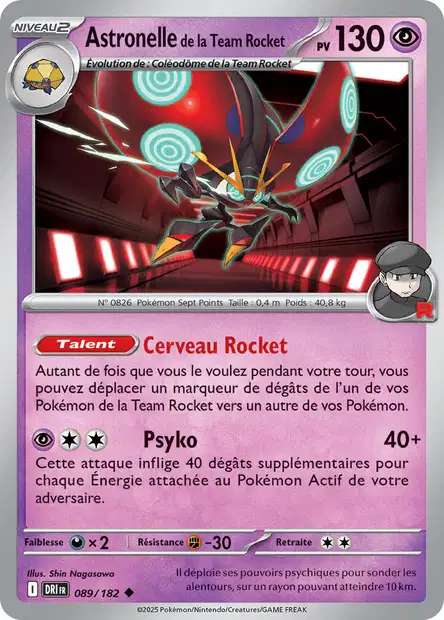 Carte Pokémon Astronelle de la Team Rocket 089/182 DRI Rivalités Destinées EV10 Neuf FR LorenZone