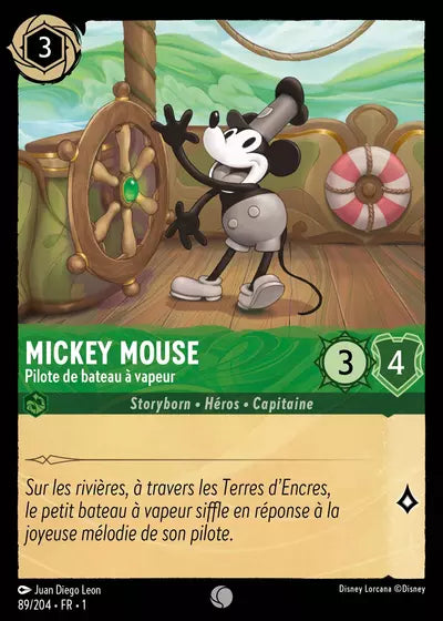 Carte Lorcana - Disney Mickey Mouse, Pilote de bateau à vapeur 089/204 Chapitre 01 Premier Chapitre FC Neuf FR LorenZone