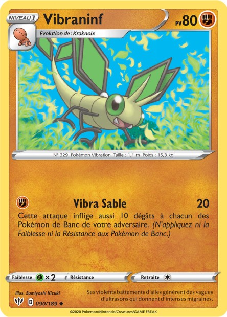 Carte Pokémon Vibraninf 090/189 SWSH3 Ténèbres Embrasées EB03 Neuf FR LorenZone