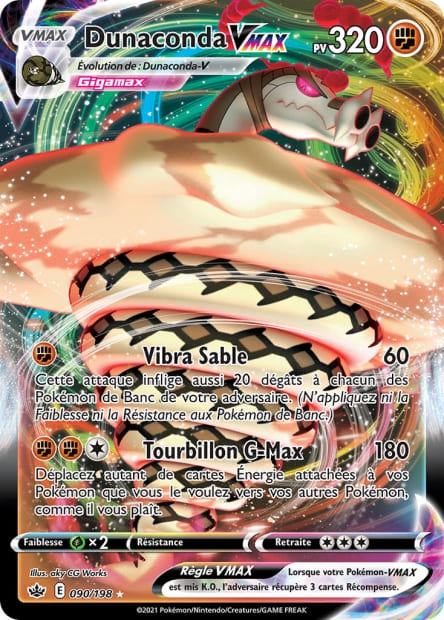 Carte Pokémon Dunaconda VMAX 090/198 CRE Règne de Glace EB06 Neuf FR LorenZone