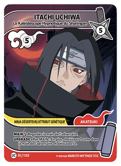 Carte Naruto Mythos ITACHI UCHIWA – Le Kaléidoscope Hypnotique du Sharingan 091/130 UC 1er Chapitre Neuf FR LorenZone