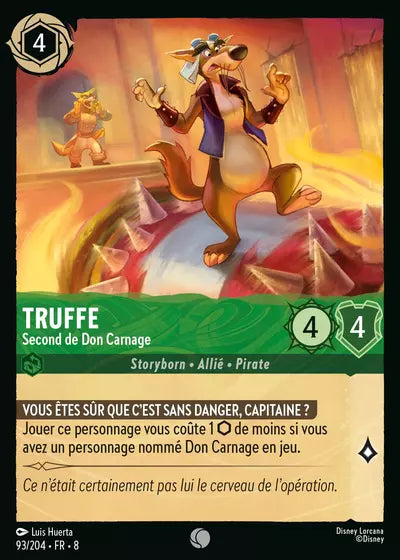 Carte Lorcana - Disney Truffe, Second de Don Carnage 093/204 Commune Luis Huerta Chapitre 08 Le Règne de Jafar ROJ Neuf FR LorenZone