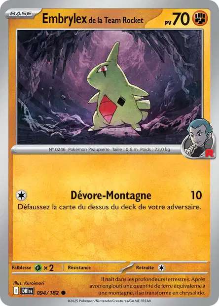 Carte Pokémon Embrylex de la Team Rocket 094/182 DRI Rivalités Destinées EV10 Neuf FR LorenZone