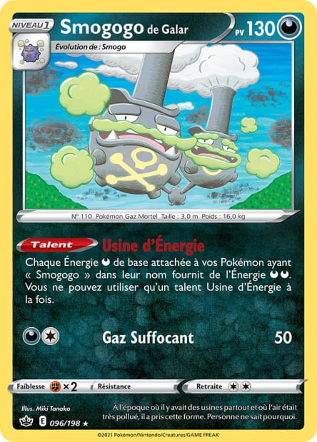 Carte Pokémon Smogogo de Galar 096/198 CRE Règne de Glace EB06 Neuf FR LorenZone