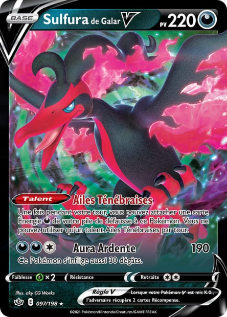 Carte Pokémon Sulfura de Galar V 097/198 CRE Règne de Glace EB06 Neuf FR LorenZone